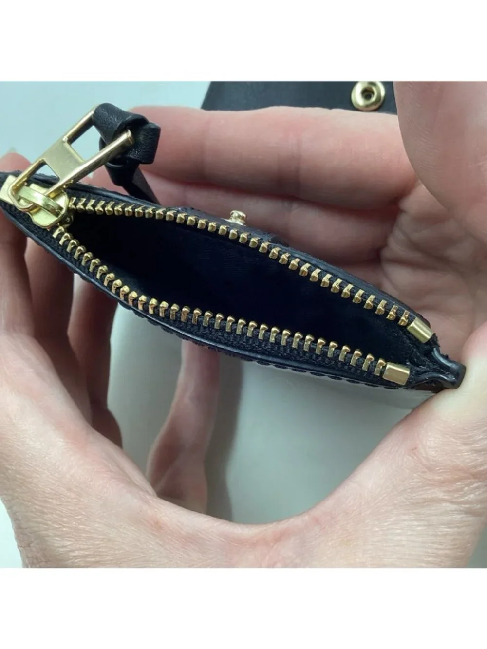 Tory Burch Robinson Mini Wallet Tortoise Patent Leather Bi-Fold Zip Pocket